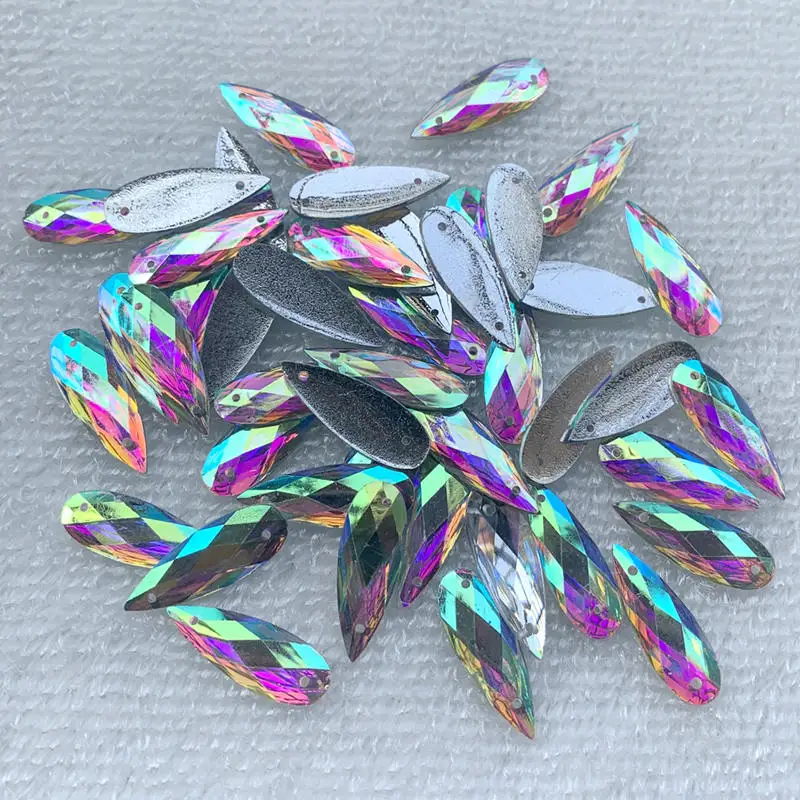 40pcs 8*22mm Sewing white AB D - Sew On Rhinestone review and price