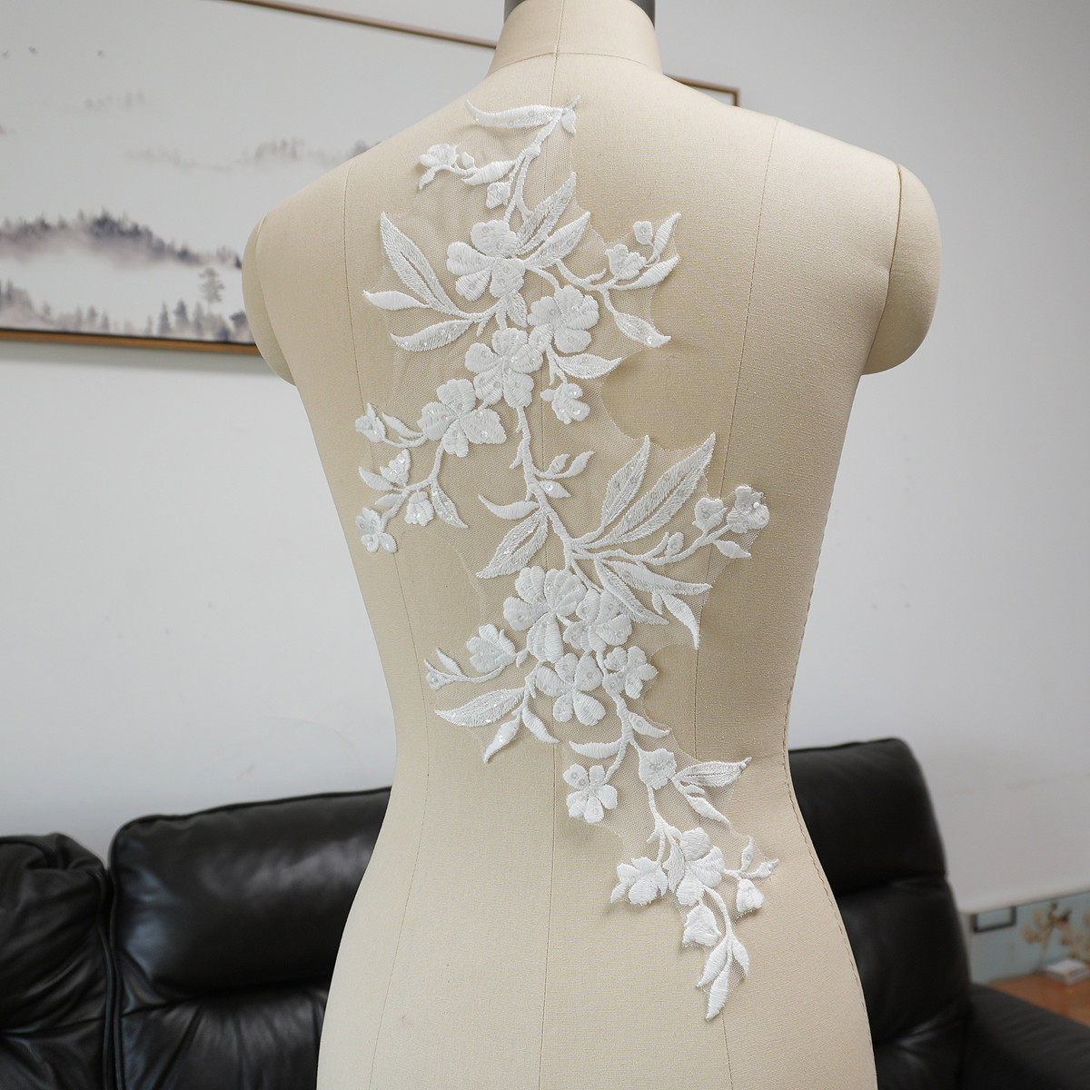 White Floral Leaf Sequins Appl - Embellish Craft review and price