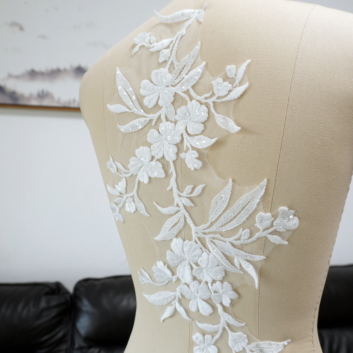 White Floral Leaf Sequins Appl - Embellish Craft review and price